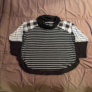 Maurices Black and White Striped Cowl Neck Sweater